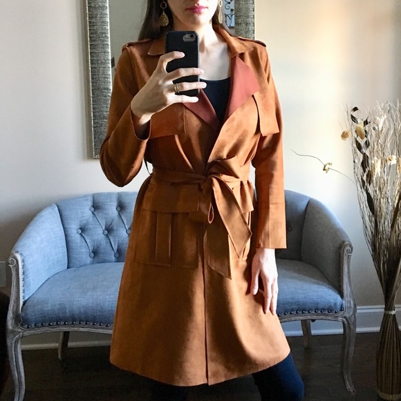 ✨NEW✨ LAST✨Suede Trench Coat - Picture 2 of 7
